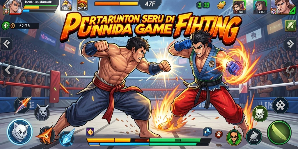Screenshot utama 47F menampilkan pertarungan seru dan karakter-karakter menarik.
