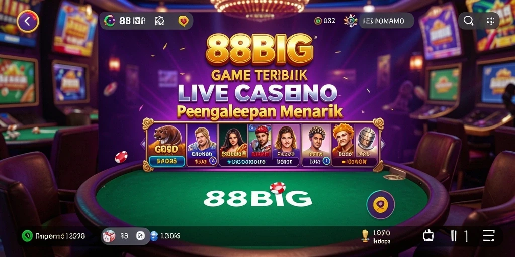 Screenshot utama 88BIG menunjukkan gameplay Live Casino yang seru.