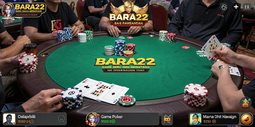 Tampilan gameplay poker yang seru dan menarik di BARA22.
