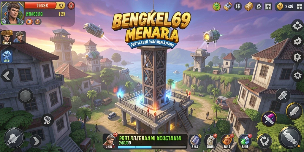 Gameplay seru dan menantang dalam BENGKEL69 Tower Defense.