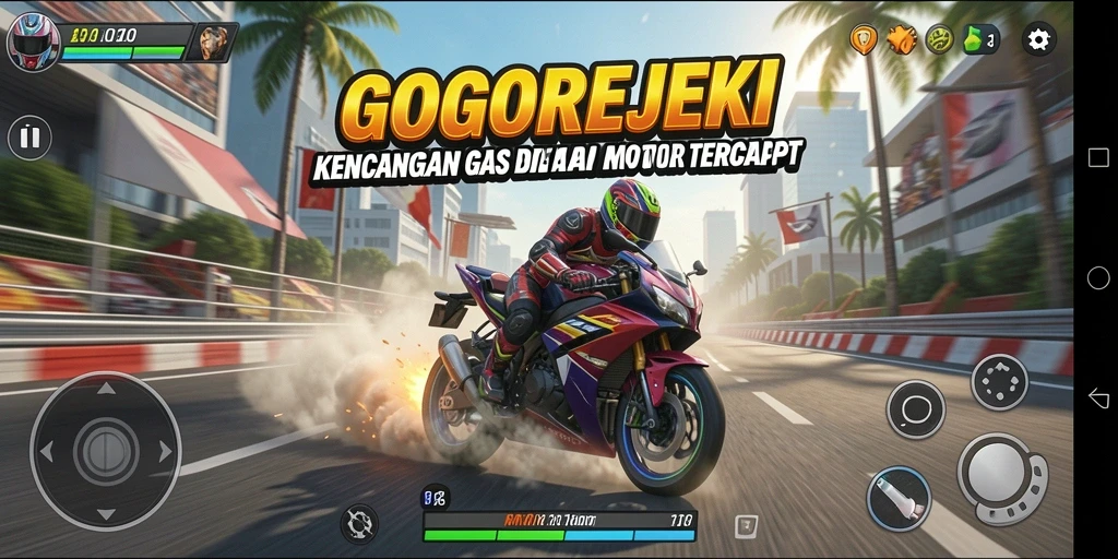 Screenshot menampilkan aksi balapan mendebarkan di GOGOREJEKI.
