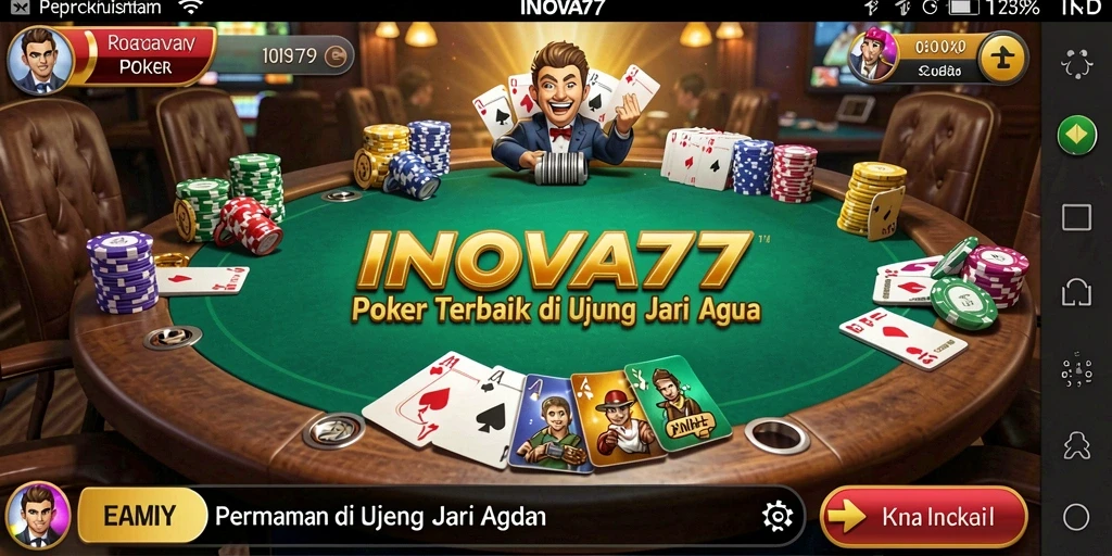 Tampilan gameplay Poker yang seru di INOVA77 dengan interaksi pemain.