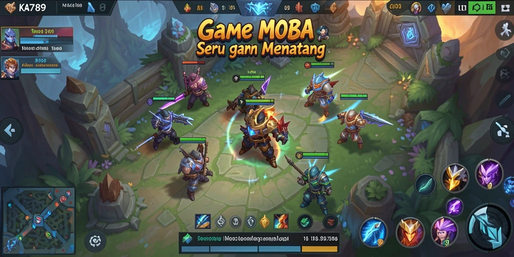 Tampilan dinamis gameplay MOBA yang mendebarkan.