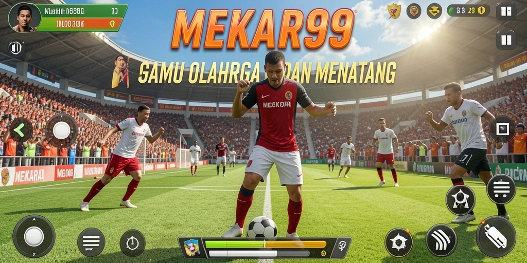 Tampilan gameplay seru di <strong>MEKAR99</strong> saat pertandingan olahraga.
