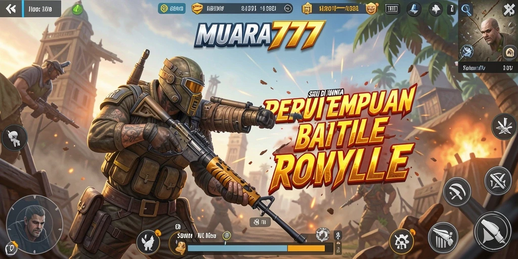 Tampilan intens pertempuran dalam MUARA777 di gameplay Battle Royale.