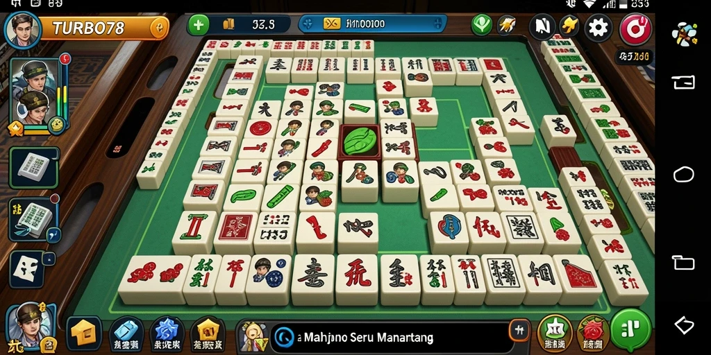 Screenshot game TURBO78 yang menunjukkan suasana bermain Mahjong yang intens.
