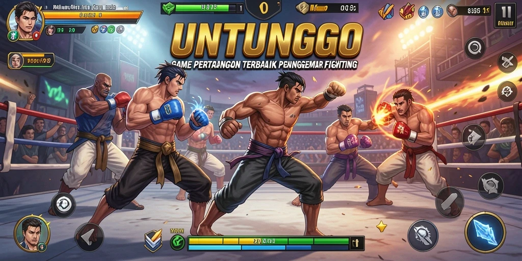 Tampilan gameplay seru di UNTUNGGO dengan pertarungan yang mendebarkan.