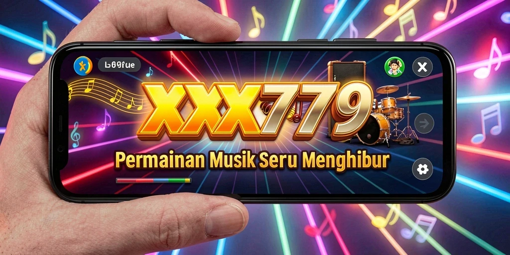 Screenshot utama gameplay <strong>XXX777</strong> yang menampilkan antarmuka musik yang menarik.